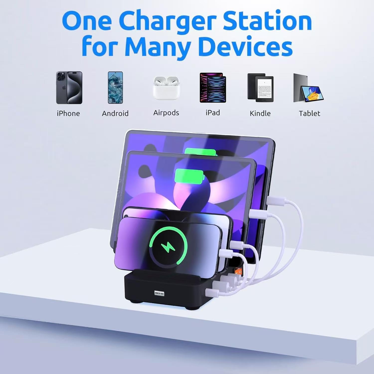 4-Port Charging Station for Multiple Devices, USB Charging Dock - UL & FCC Certified Charging Station Organizer, Compatible with Cell Phones, iPads, Kindle Tablets, and Other Electronics (Black) - Image 7