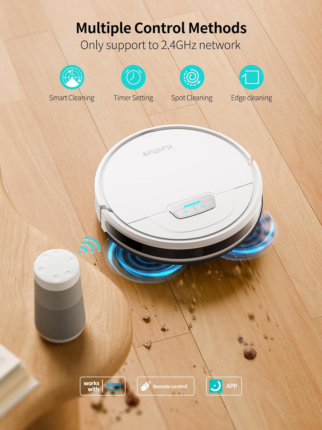 HONITURE Robot Vacuum and Mop Combo, 4000pa Strong Suction, G20 Robot Vacuum Cleaner with Self-Charging, 150Mins Max, App&Remote&Voice Control, Super-Slim, Ideal for Pet Hair - Image 4