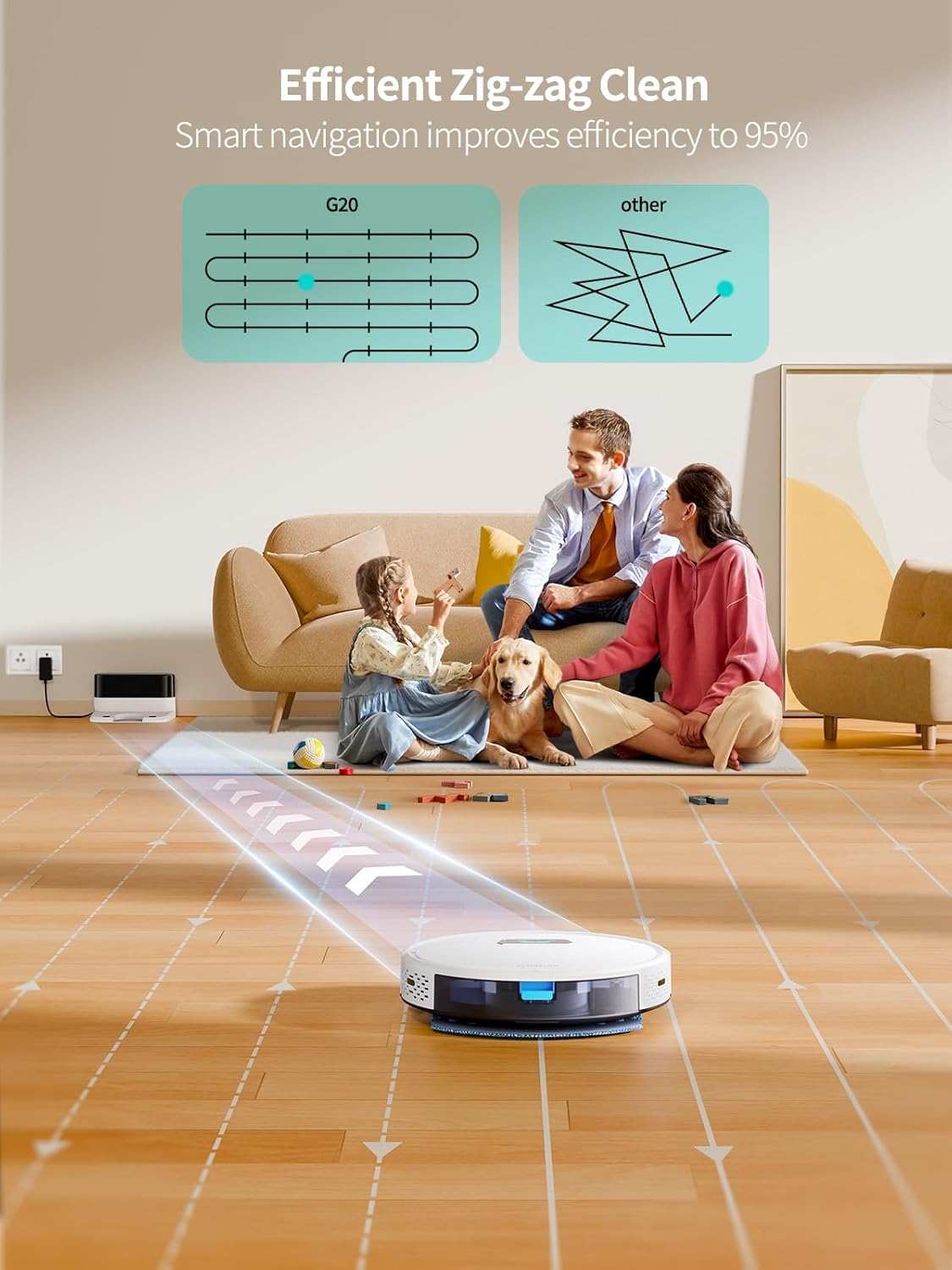 HONITURE Robot Vacuum and Mop Combo, 4000pa Strong Suction, G20 Robot Vacuum Cleaner with Self-Charging, 150Mins Max, App&Remote&Voice Control, Super-Slim, Ideal for Pet Hair - Image 6